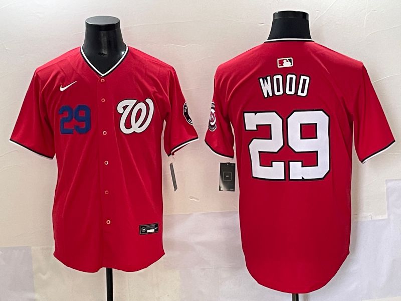 Men 2025 Washington Nationals #29 Wood Red Game Nike MLB Jersey style 3